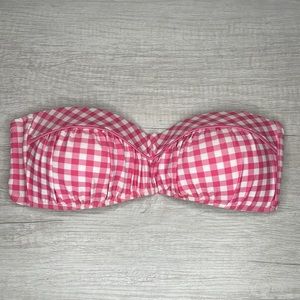 Lauren James Pink & White Gingham Bandeau Bikini Top in Size Small